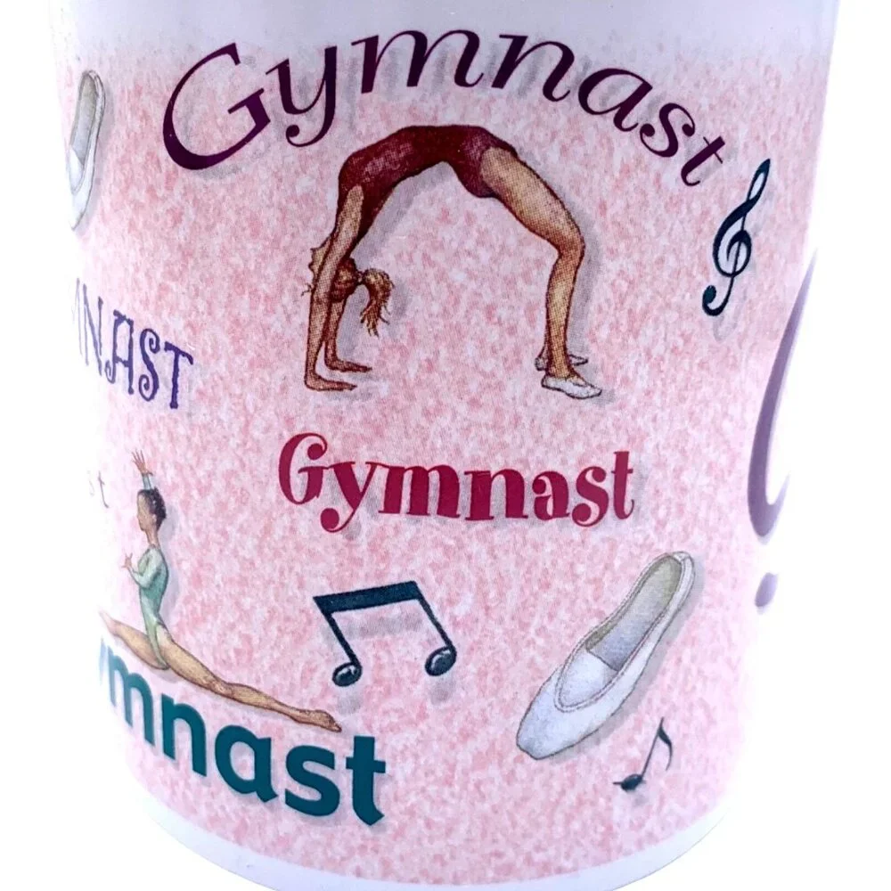 Enesco Gymnast Coffee Mug Cup Split Back Bend Mint Green Inside Gift Music Notes